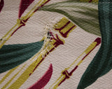 Set of 4 Tropical Drapery Panels Plus Over 6 Yards Fabric - 40s Bamboo Barkcloth Drapes 2.83 Yards x 32.5" - 1940s Pink Green Yellow Yardage