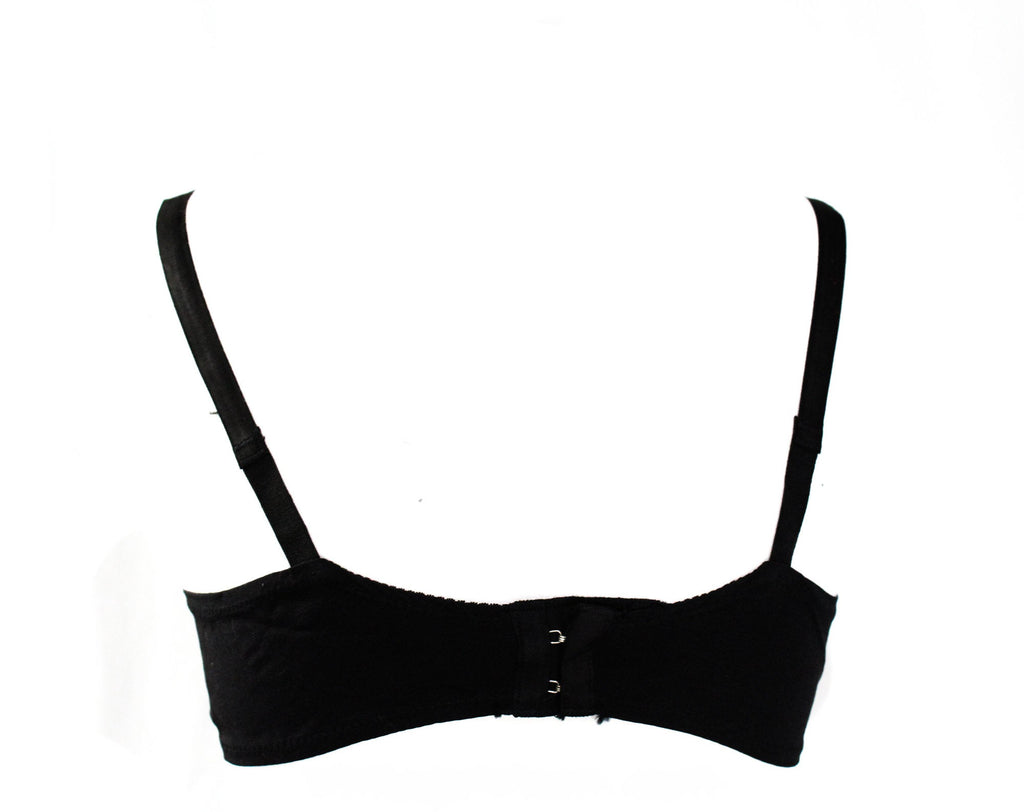 1960s 32A Black Bra - ca. 1963 Perky Mid Century Brassiere with Floral –  Vintage Vixen Clothing
