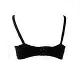 1960s 32A Black Bra - ca. 1963 Perky Mid Century Brassiere with Floral Embroidery - Style 1161 NIB Deadstock - Size 32 A - Bust 32 to 35