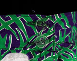XXS 1950s Daisy Print Full Skirt - Size 2 Green & Purple Cotton 40s 50s - Swing Era Teen Bobby Soxer Cute - Big Flowers - Waist 24 - 50137
