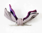 1940s Men's Bow Tie - Skinny Mens 40s 50s Satin Bowtie - Clip On Tie - Dove Gray & Lavender Purple Lattice Pattern Swing Era Cravat