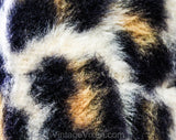 Faux Leopard Fur Slippers - Size 7 to 8 1960s Vintage Lounge House Shoes - Spotted Exotic Cat Furry Acrylic Indoor Slides - 60s Open Toes