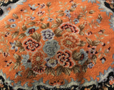 Victorian Inspired 1930s Purse - Peach Gray Black Floral Needlepoint Bag - Cutwork Metal & Stone Cabochons - Antique Look 20s 30s Handbag