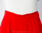 Size 8 1950s Pant Suit - Red Velveteen Tunic & Capri Cropped Pants - Audrey Style 50s 60s Cotton Outfit - Made in Milan Italy - Waist 26.5