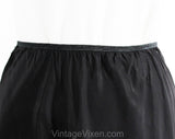 Size 8 Black 1930s Half Slip - Silky Bias Cut Rayon Authentic 30s Lingerie - Satin Appliques & Scallops - Juliana - Waist 22 to 28 - 50696