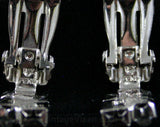 1960s Modernist Metal Parure - Necklace Bracelet and Clip Earrings - Streamlined Silver Tone Rectangles & Rhinestones - 60s NOS Deadstock
