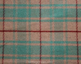 Antique Automobile Blanket - 1900s 1910s Wool Motor Robe - Authentic Edwardian Textile - Tan Jade Green & Red - Rectangular 36 x 41 Inches