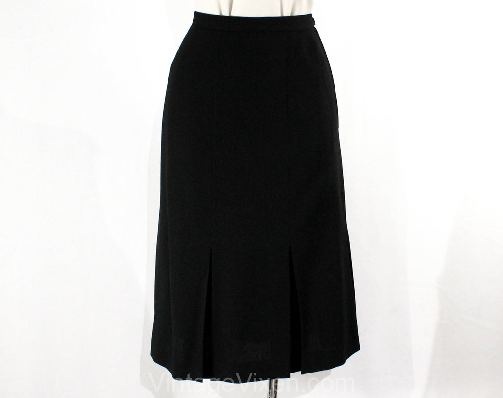 Size 8 Black Skirt - Paris France Designer Label - Gorgeous Quality Crepe Skirt by Andre Sauzaie - 1980s Haute Fashion - Waist 27 - 50069