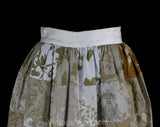 Size 8 Autumn Maxi Skirt - Chic Bohemian Cotton Patchwork Skirt - Golden Tawny Brown Sage Copper Sateen - Ankle Length - Waist 26.5 - 50779