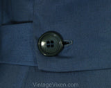 Size 6 Summer Dress - 1960s Short Sleeved Blue Tailored Office Girl Style - Early 60s Classic - Buttoned Half Belt - Alison Ayres - Waist 26