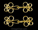Asian Style Frog Closures Scatter Pin Set - 1950s 60s Functional Metal Hook and Eye Pairs - 4 Piece Gold Brooches - Unique Garment Closures