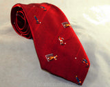 Men's Soccer Tie - 1970s Novelty Sports Coach Theme Polyester Necktie - Maroon Burgundy 1970s Neckwear - Wide Width - Euro Football Players