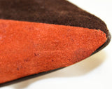 Size 7.5 1960s Brown Shoes - Unworn Two-Tone Sueded Leather Flats - Early 60s Burnt Orange & Chocolate Brown - 7 1/2 Narrow - 60s Deadstock