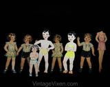1930s 40s Paper Doll Large Lot - 66 Pcs - Babies Kids Boys Hollywood Girls - Inuit Native American Pirate Pilot Far East Kimono Costume