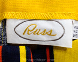 Child's Size 7 1960s Pants - Girls Mod Circus Stripes Wide Leg Trousers - Yellow Red Navy Blue 60s Children's Bell Bottoms - Waist 22