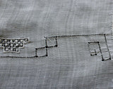 Exquisite Antique Square Tablecloth - 1900s Victorian Linens Padded Satin Stitch Flower Embroidery & Drawnwork - Beautiful Fine Sheer Cotton