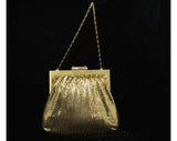 Whiting & Davis Gold Mesh Formal Purse with Chain Strap - 1950s 60s Evening Glamour Bag - Beautiful Metal Handbag - Pristine Condition