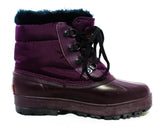 Size 7 Sorel Hiking Boots - 1990s Unworn Deadstock - Purple Canvas & Waterproof Rubber - Black Faux Fleece 90s Winter Wilderness Footwear