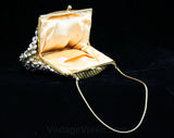 Glamour Girl 50s Purse - Bee Hive Shaped Beads - Metal Beadwork - Scallops - Hand Beaded - 1950s Formal Gold Handbag - Evening Glam - 42715