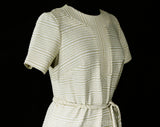 Size 8 Metallic Knit 60s Dress - Chic Lurex Twinkle Striped 1960s Cocktail - Short Sleeve Gold & Silvery Gray - NWT Deadstock - Bust 36