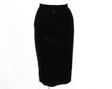 Size 10 Black Skirt - Plush Velvet Formal Wrap Style Skirt - Designer Lillie Rubin - Tulip Hem - Medium - 1980s 1990s - Waist 30 - 45872