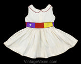 Girl's 2T 3T 1950s Dress - Modern Art Color Block Cotton - Toddler Childs Size 2 Sleeveless 50s Frock - Brown Blue Orange Yellow - Chest 23