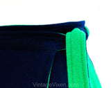 Size Large Wrap Skirt - Reversible Kelly Green & Navy Blue Wool 70s Classic Preppy Style - Flared Full A-Line - Winter Spring - Waist 32 34