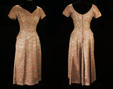 Size 6 Marilyn Cocktail Dress - Small 50s Dusky Lilac Pink Lace - Full Skirt & Satin Lining - 1950s Grandeur - Elegant Sequins - Waist 25.5