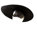 Black 1950s Wide Brim Saucer Hat - 40s 50s American Designer Keneth Hopkins - Gorgeous Diva Chic From Hollywood Estate - Straw & Velvet