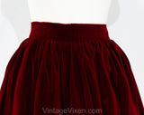 Size 10 Red Velvet Skirt - YSL Designer Cranberry Maroon Formal Full Ball Gown Style - Winter Yves St Laurent France - Medium - Waist 28