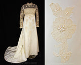 Size 4 Wedding Dress - Beautiful 1960s Satin & Lace Empire Bridal Gown with Train by Priscilla of Boston - 60s NWT Deadstock - Bust 33