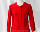 Size 8 1950s Pant Suit - Red Velveteen Tunic & Capri Cropped Pants - Audrey Style 50s 60s Cotton Outfit - Made in Milan Italy - Waist 26.5