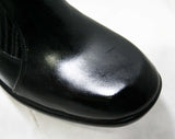 Size 6 Trompe L'Oeil 60s Boots - Black Waterproof Rubber - Sophisticated 1960s - Faux Buckles - Fleece Lined - Unworn - Deadstock - 43709-3