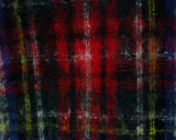 50s Red Plaid Mohair Scarf - Red & Blue Tartan Artisan Style Woven Wrap - 1950s 1960s Gaymode Made in Italy - Rectangular Fuzzy Lofty Fringe