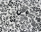 Size 8 Sun Dress - 1950s Black & White Floral Clover Cotton Halter - Girl Next Door 50s Summer Pin Up Frock - Full Circle Skirt - Waist 27