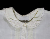 Vintage Baby's Dress - Size 3 to 6 Months - Pale Yellow Cotton & Hand Sewn Embroidery - Infant Girl's Button Front Chemise - Spring Summer