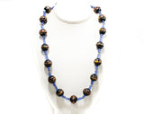 Venetian Glass Bead Necklace - 30s 40s 50s Art Glass Wedding Cake Beads - Rich Blue Emerald Green & Metallic Gold - Venice Italy Artisan