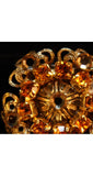 FINAL SALE Glam 1950s Filigree Flower Earrings by 'Mistar Bijoux' - Clip On - Goldtone Metal & Citrine - 50s Bombshell - Stunning Glamour