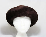 Flapper Inspired Furry Brown Felt Cloche Hat - Close-Fitting 1920s Look Millinery - 1960s Design - Perfect For Fall & Winter - Mint - 45343