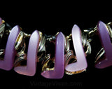 1950s Pastel Thermoset Centipede Necklace - Spring 50s Jewelry - Pink & Lavender Molded Plastic - Mid Century 50's Rockabilly Purple Lilac