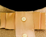 Medium 1950s Toffee Brown Sweater - Size 10 Secretary Style with Grosgrain Bow & 3/4 Length Sleeve - 50s Neutral Pullover Jumper - Bust 38