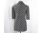 Size 4 Karl Lagerfeld Jacket - 90s Black & White Wool Hip Length Blazer - 1990s Designer Label Made in France - Half Sleeves - Bust 36