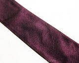 Men's 50s Skinny Tie - Aubergine Silk 1950s Necktie with Geometric Triangles Accent - MidCentury Mens Business Wear - Brown Fuchsia White