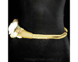Medium Large Belt - Artisan Chic 1980s Knotted Rope Shell - Size 10 to 14 - Summer - Natural Rope - Hemp and Leather - Beach Look - 39387-1