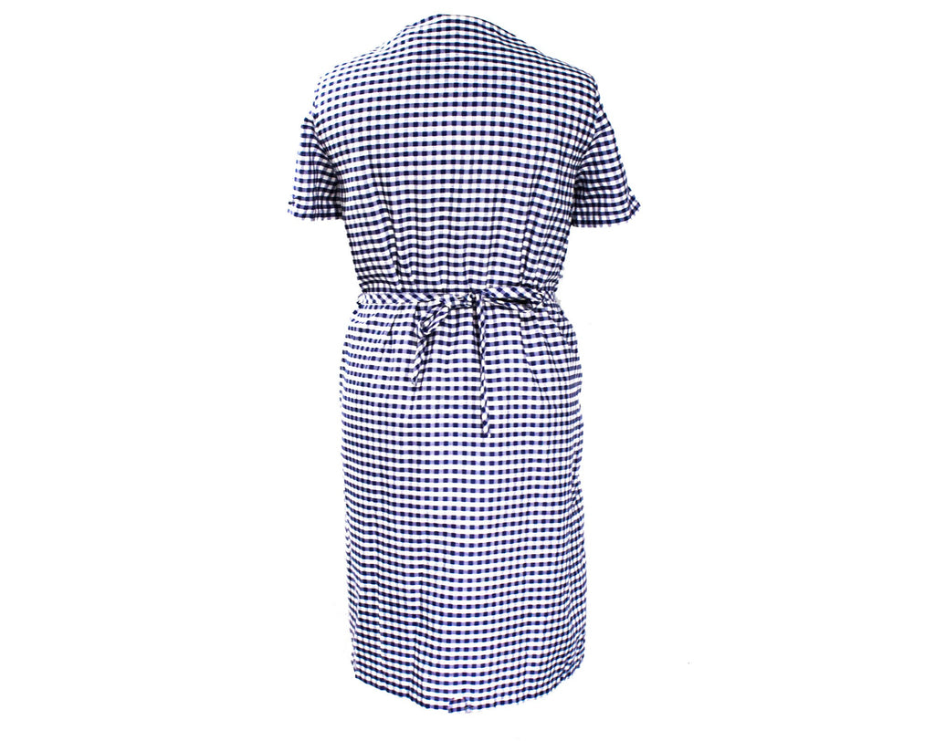 Size 20 House Dress - XL 60s Navy Blue Gingham Cotton Short Sleeved Ho Vintage Vixen Clothing Size 20 House Dress - XL 60s Navy Blue Gingham Cotton Short Sleeved Ho Vintage Vixen Clothing