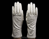 Size 6 1/2 1950s Ivory Bone Leather Gloves - Beautiful Table Cut Pair of Fine Top Grain Leather - Wrist Length 50s Van Raalte - Silk Lined