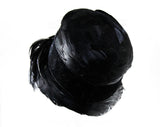 Chic Black 1960s Hat - Mod Drama Cloche Style 60s Millinery with Bowl Shaped Brim - Beautiful Fall Winter Bucket Hat - Felt & Velvet Ribbon