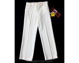 Size 10 Cream Wool Tailored Pant - Late 60s 70s Offwhite Knit Trousers by Plushbottom & Peabody - Medium 1960s Ivory Wool Blend - Waist 30