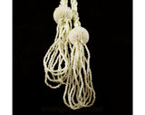 Beaded Belt with Fringe Tassels - Lovely Pearlescent Cream Glass Beads - Ivory Cream Hand Beaded Beauty - Size 4 to 12 - Small Medium Large