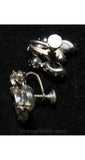 Vintage 1950s Rhinestone Exclamation Earrings - Clear Glass 50s Screw Backs - Grammar Glamour - Cocktail Hour Style - Screwbacks - 36440-1